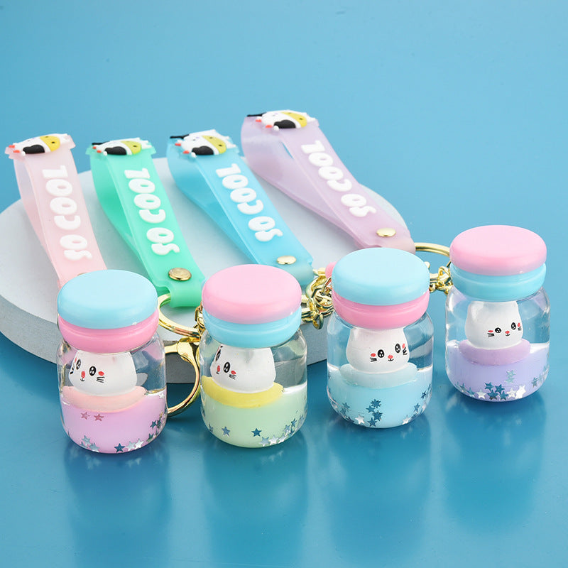 Floating Kitten Macaron Keychain