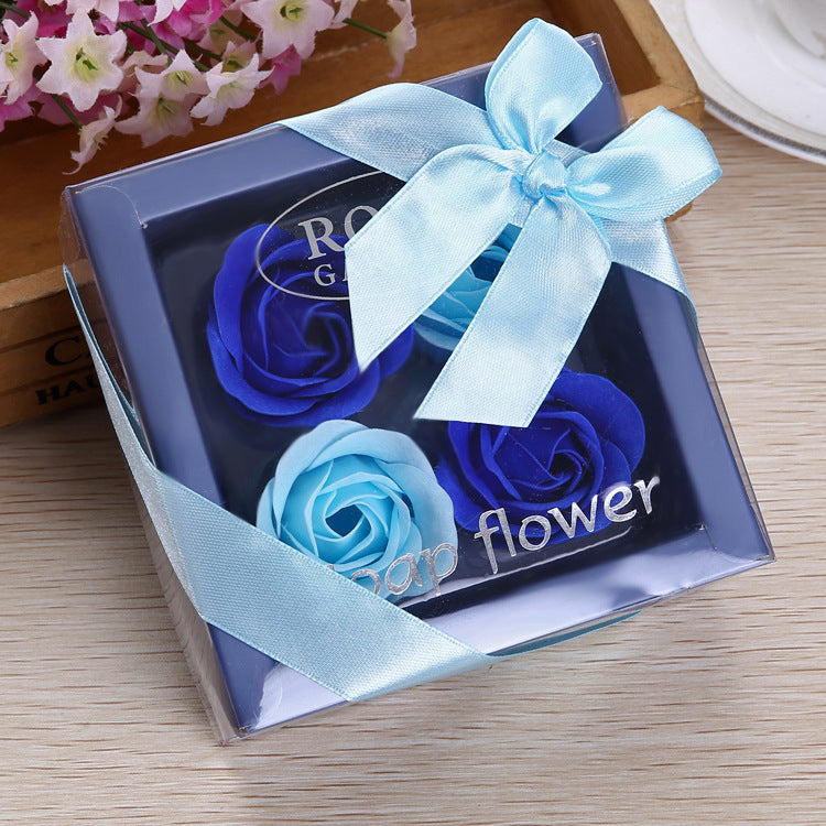 4 Rose Soap Flowers Gift Box