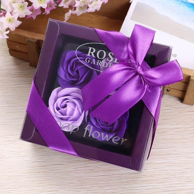 4 Rose Soap Flowers Gift Box