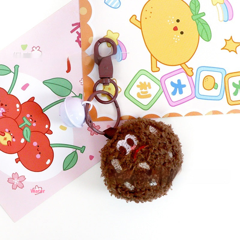 Cartoon Fuzzy Ball Big-Eye Cookie Keychain