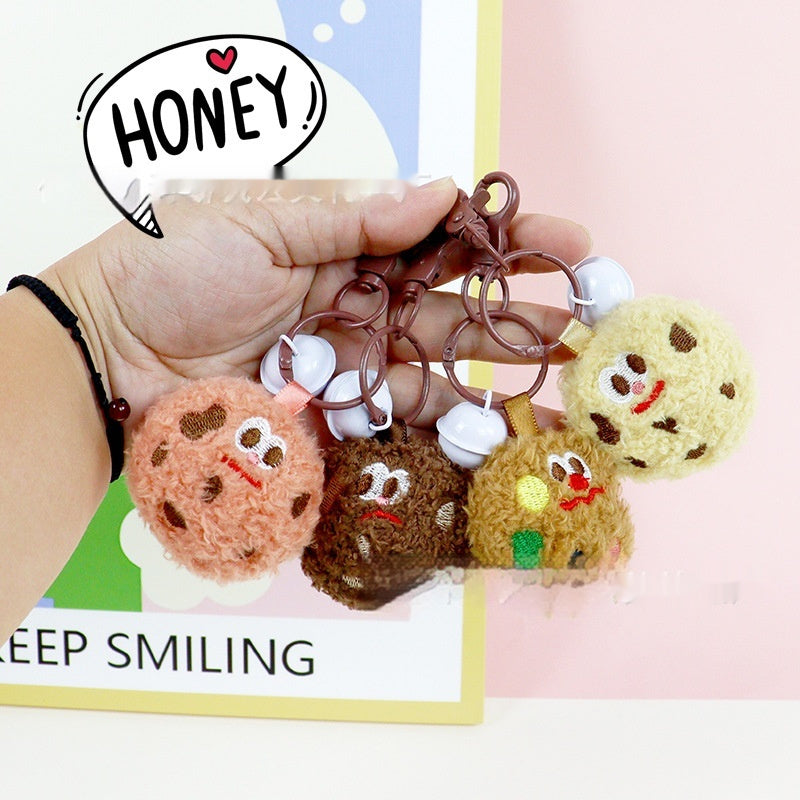 Cartoon Fuzzy Ball Big-Eye Cookie Keychain