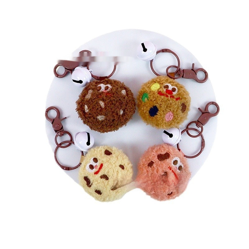 Cartoon Fuzzy Ball Big-Eye Cookie Keychain